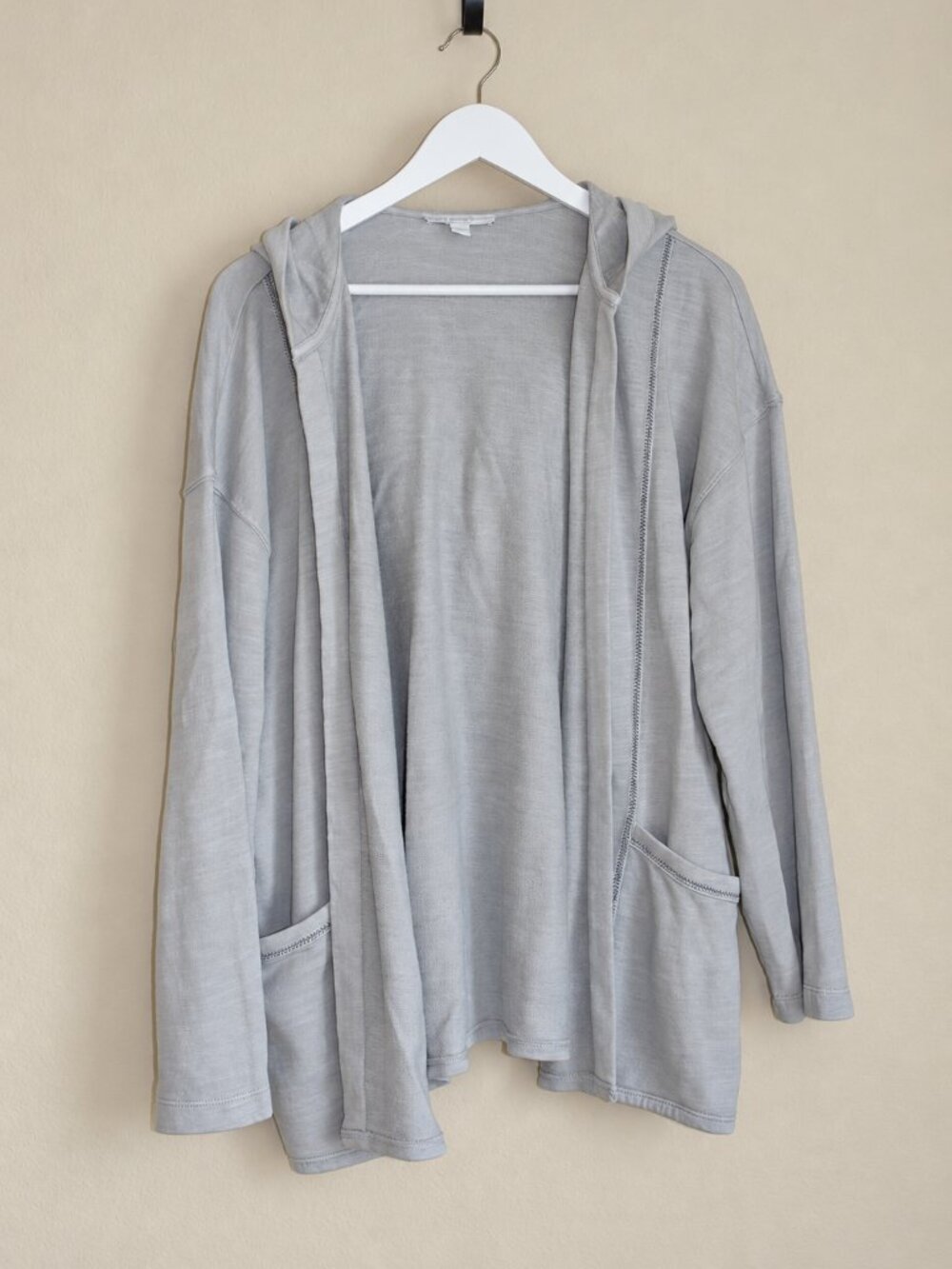 Pure Jill by J.Jill Organic Cotton Hooded Cardigan Gray L
